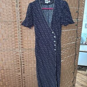 Rouje Navy Floral Midi Dress